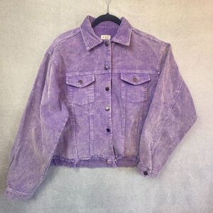 POL Purple Corduroy  Lg Jacket Distressed Long Sleeve Casual Bohemian Indie NWOT
